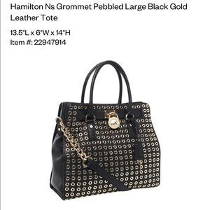 Michael Kors Hamilton NS North South Grommet Black Soft Pebbled Large Tote